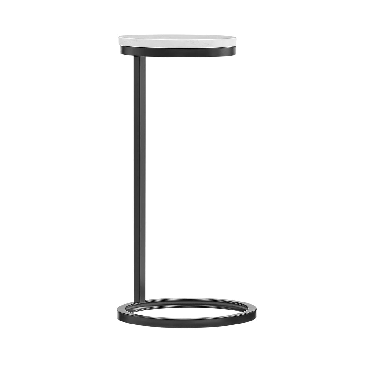 Antique Bronze Marble Accent Table with Metal Base for Living Room