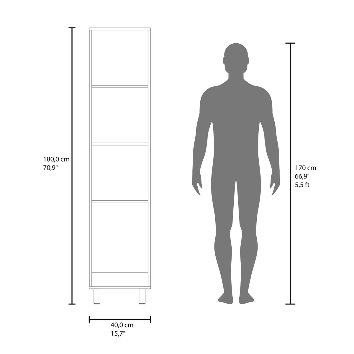 Brown Engineered Wood 4 Shelf Cabinet Storage