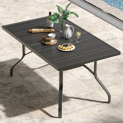 Black Metal Outdoor Dining Table - 60" Rectangle Patio Table