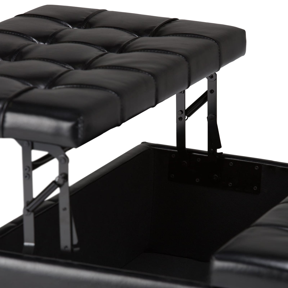 Harrison 36 Inch Wide Coffee Table Storage Ottoman - Black Vegan Leather