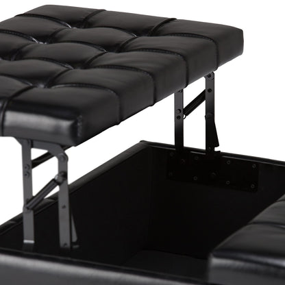 Harrison 36 Inch Wide Coffee Table Storage Ottoman - Black Vegan Leather