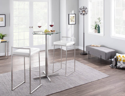 White Velvet Stackable Barstools - Set of 2