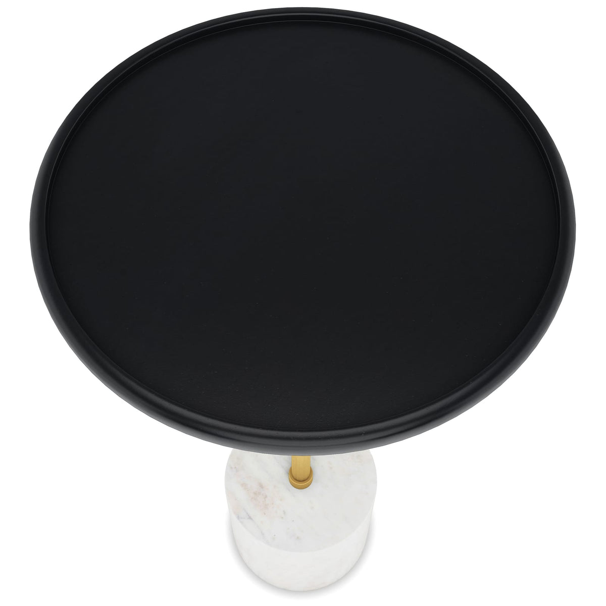 Black Marble & Mango Wood End Table - 12 Inch Round for Living Room