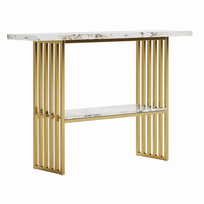 Modern Gold Metal Console Table - Storage Entryway Table
