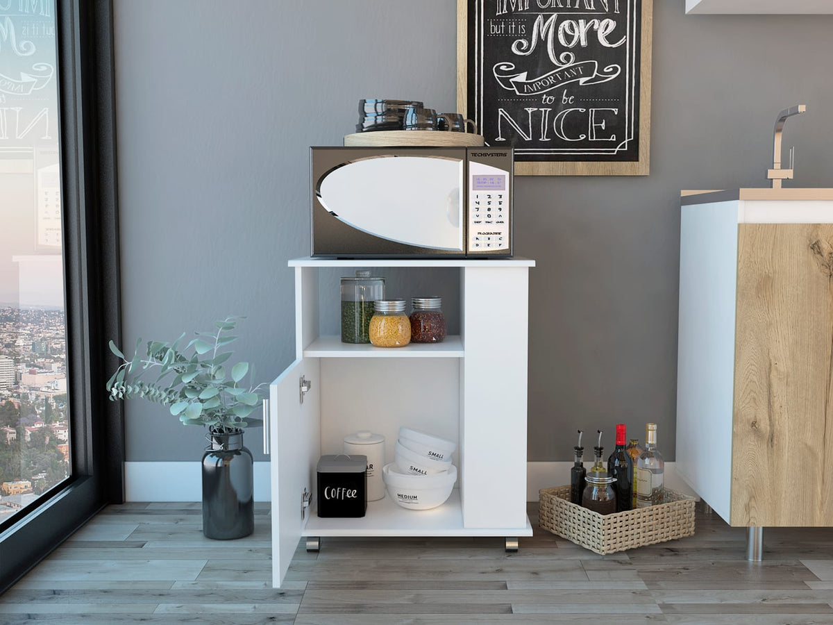Correy 4-Shelf Microwave Cabinet - White Kitchen Island
