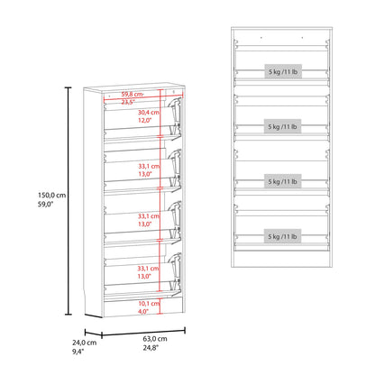 Black Shoe Rack - 4 Shelves, Storage Cabinet for Living Room