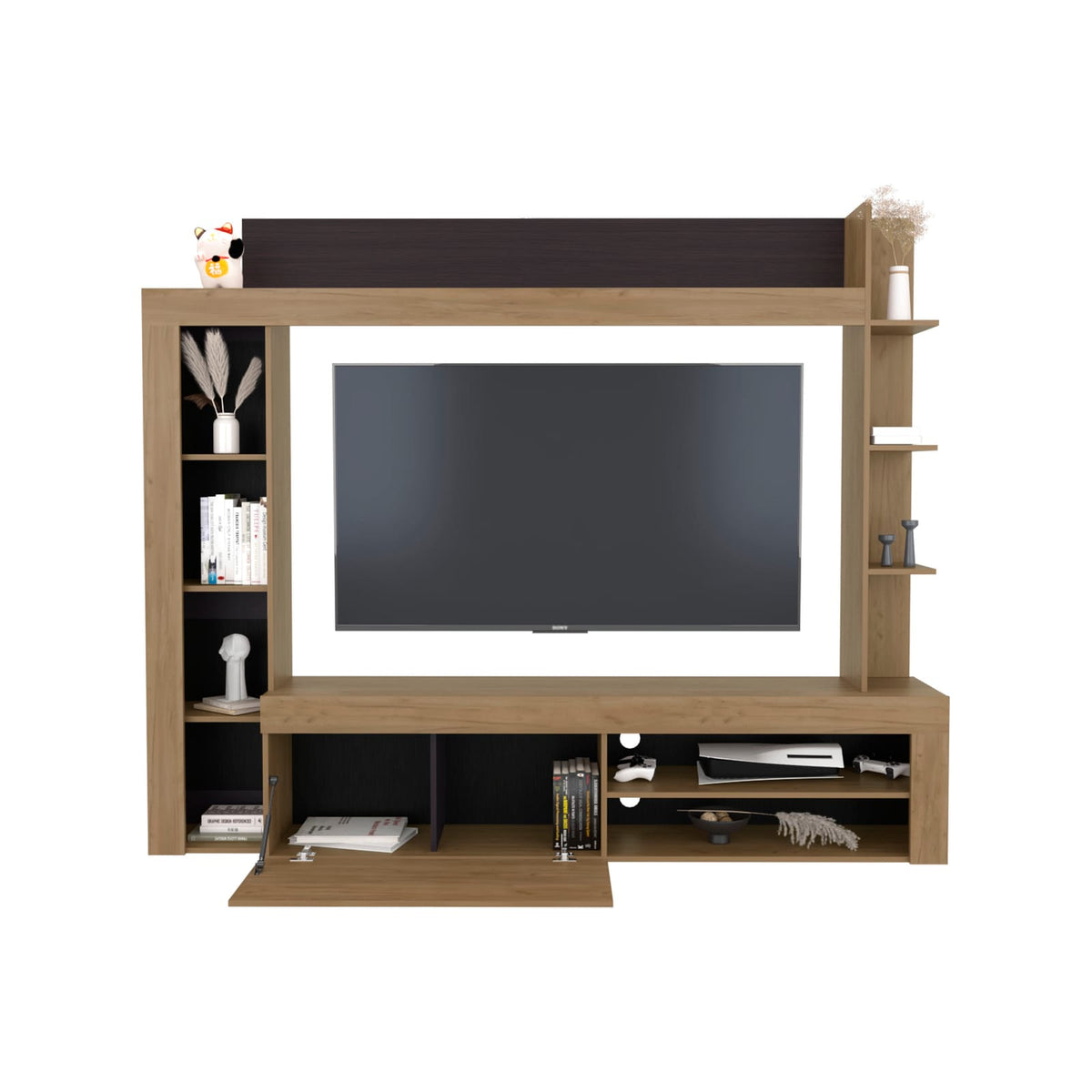 Multicolor Particle Board TV Stand with Storage