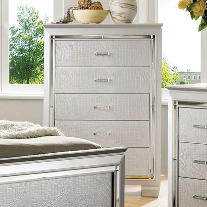 Silver Metal & Wood Chest Drawers - Bedroom Storage