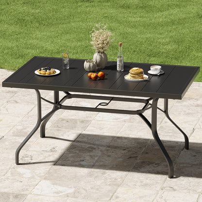 Black Metal Outdoor Dining Table - 60" Rectangle Patio Table
