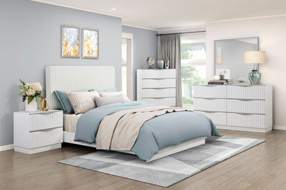 Pearl White Dresser - 6 Drawers, Modern Glam Style