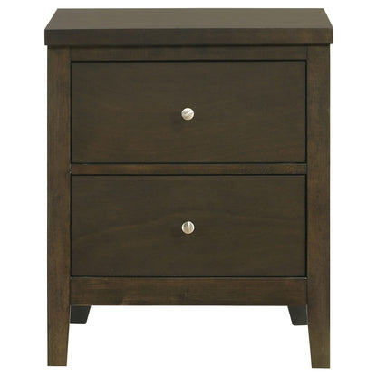 Clement Dark Cocoa 2-drawer Nightstand - Espresso Wood Bedside Table