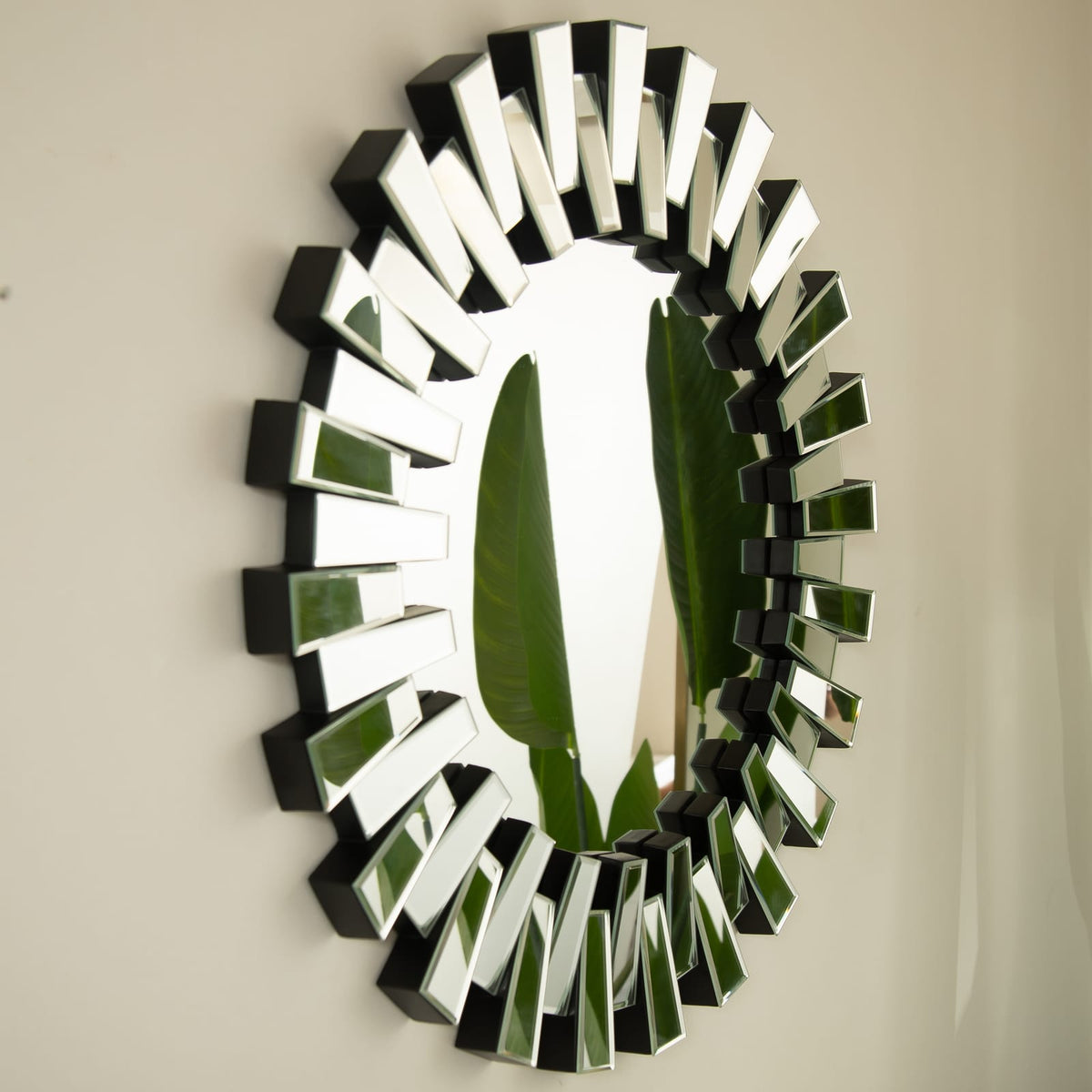 Silver PU Decorative Circle Mirror - 31.5" Wall Mirror