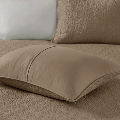 Cozy Mocha Cotton Reversible Bedspread Set - King Size