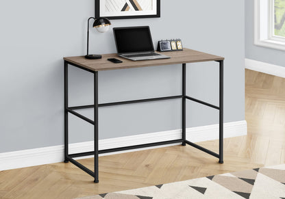 Taupe Particle Board Desk with Black Metal Legs for Home Office