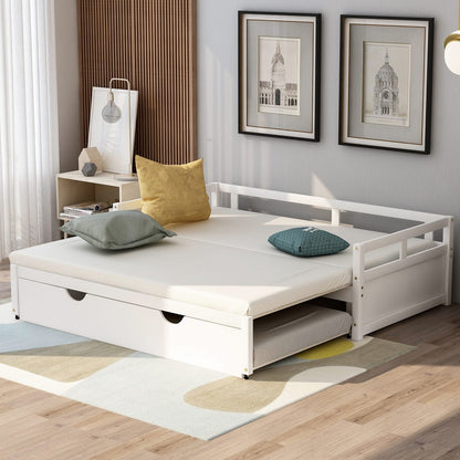 Extending Daybed with Trundle - White Solid Wood