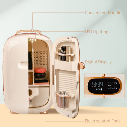HOMCOM Portable Skincare Fridge - White | 12L Mini Fridge for Makeup & Beauty