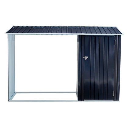 Dark Gray Steel Outdoor Storage Shed for Garden Tools and Equipment