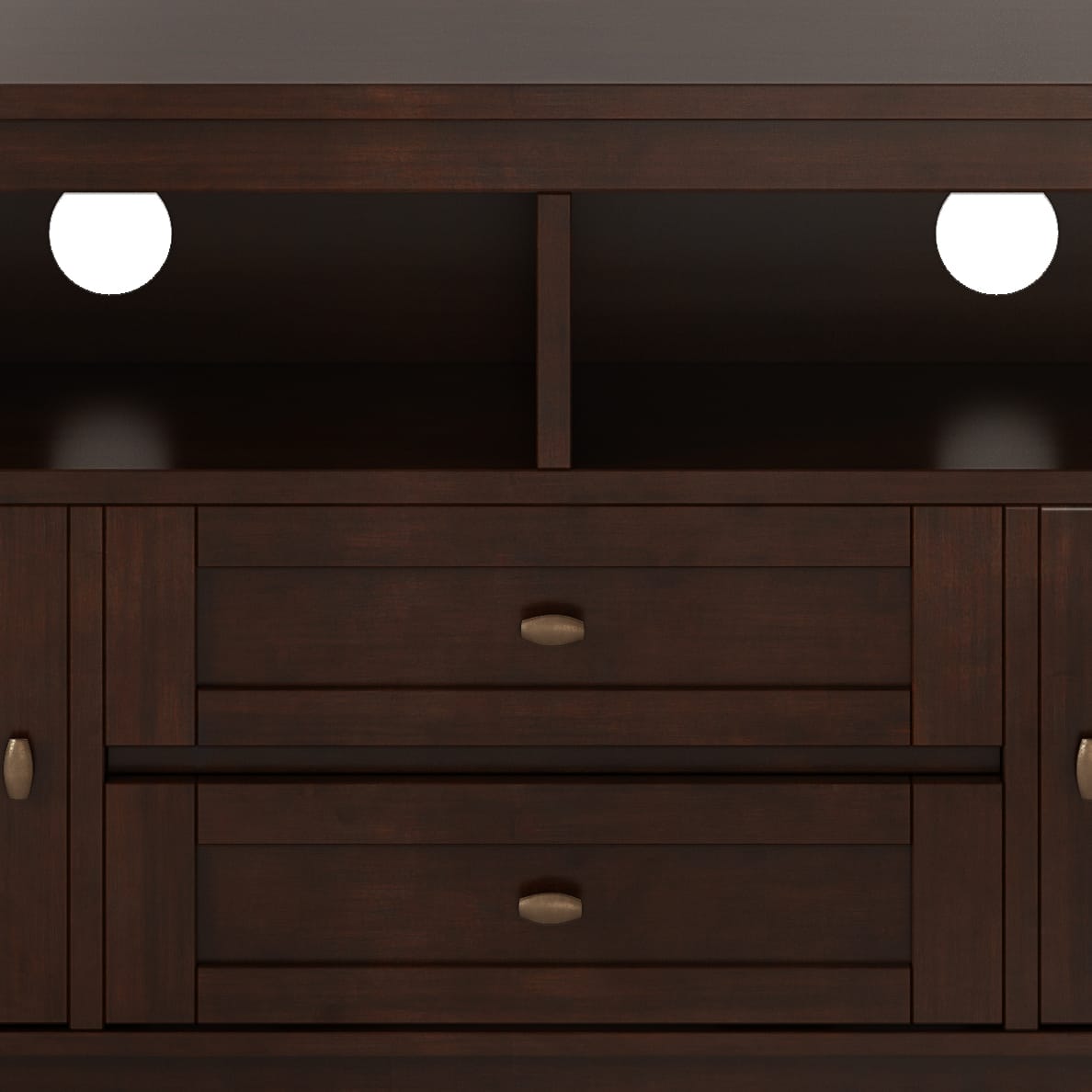 72" Dark Brown Solid Wood TV Stand with Storage for Living Room