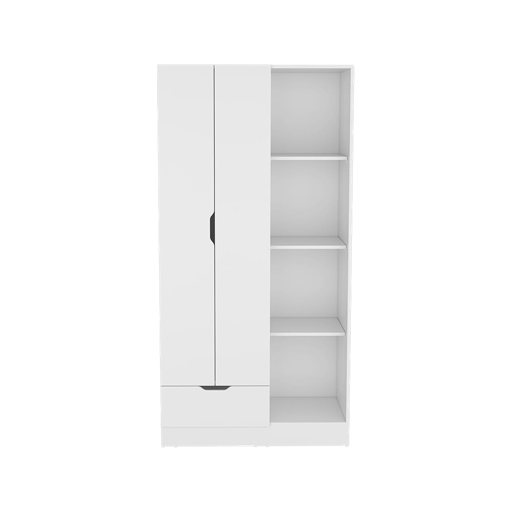 White Bedroom Armoire - 71" Wide Storage Cabinet