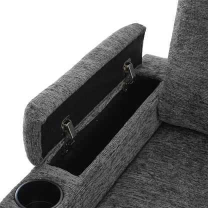 109.9" Grey Chenille U-Shaped Sofa Bed with Storage for Living Room