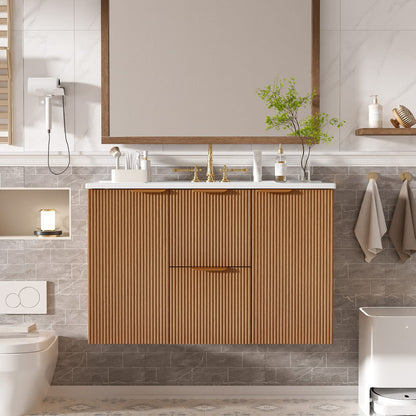 36" Wood MDF Bathroom Vanity - Wall Mounted Storage