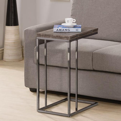 Grey & Brown Folding Snack Table - Industrial Style for Living Room