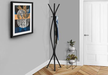 Black Metal 3-Hook Coat Rack - 72" Tall Entryway Hall Tree