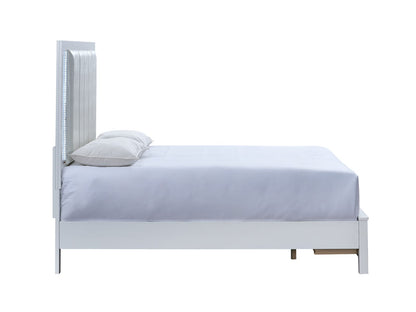 Queen White Wood Bed with Storage Drawers