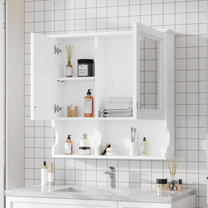 30 Inch White Mirror Medicine Cabinet - Wall Mounted Storage