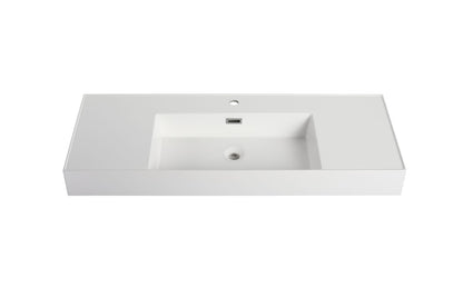 Gloss White Resin Bathroom Vanity - 47.2" Sink