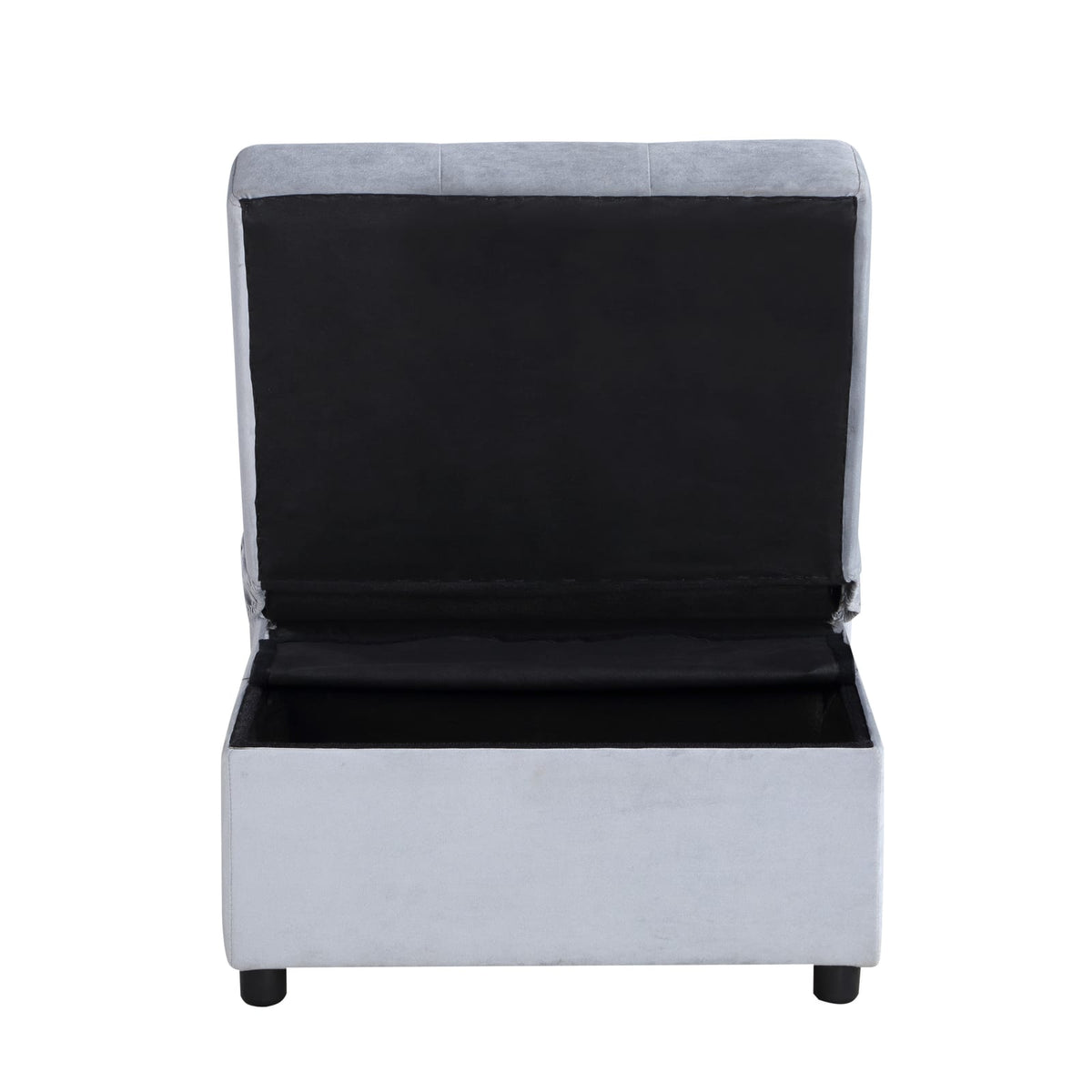 Gray Velvet Storage Bench - Lift Top Convertible for Living Room