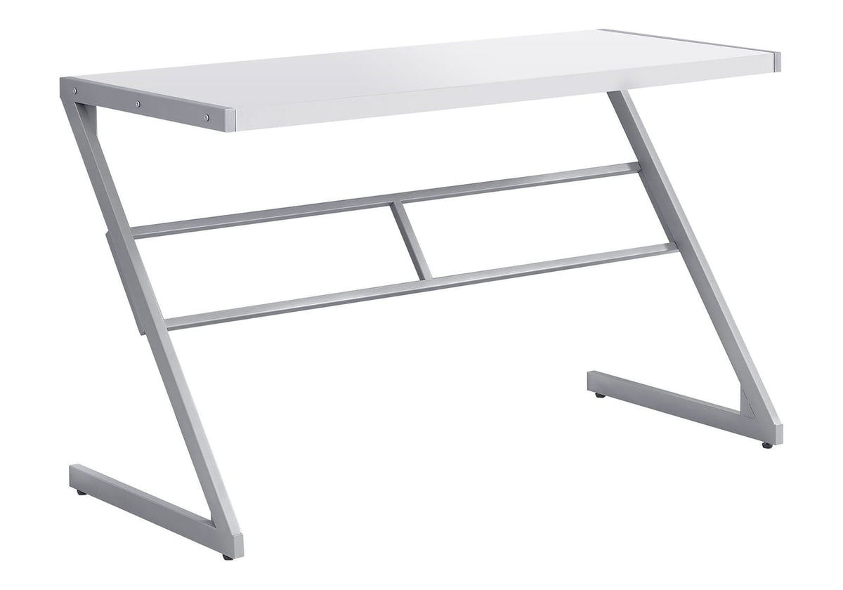 White Z-Shaped Computer Desk - Home Office Storage