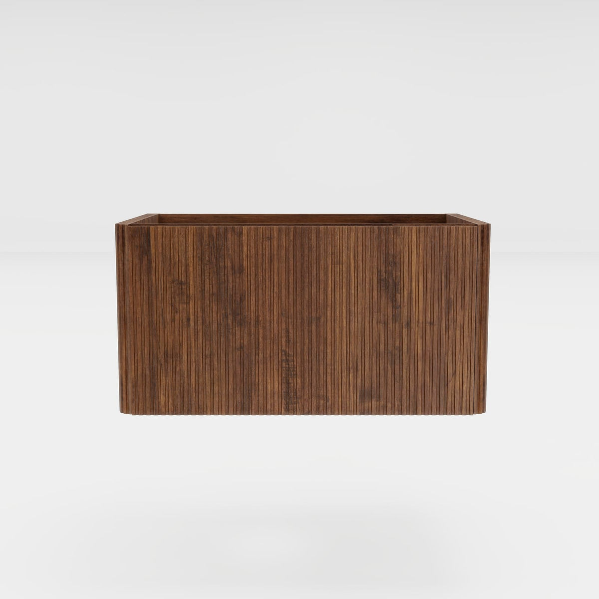 30" Walnut Striped Bathroom Vanity - Wall Mounted Storage