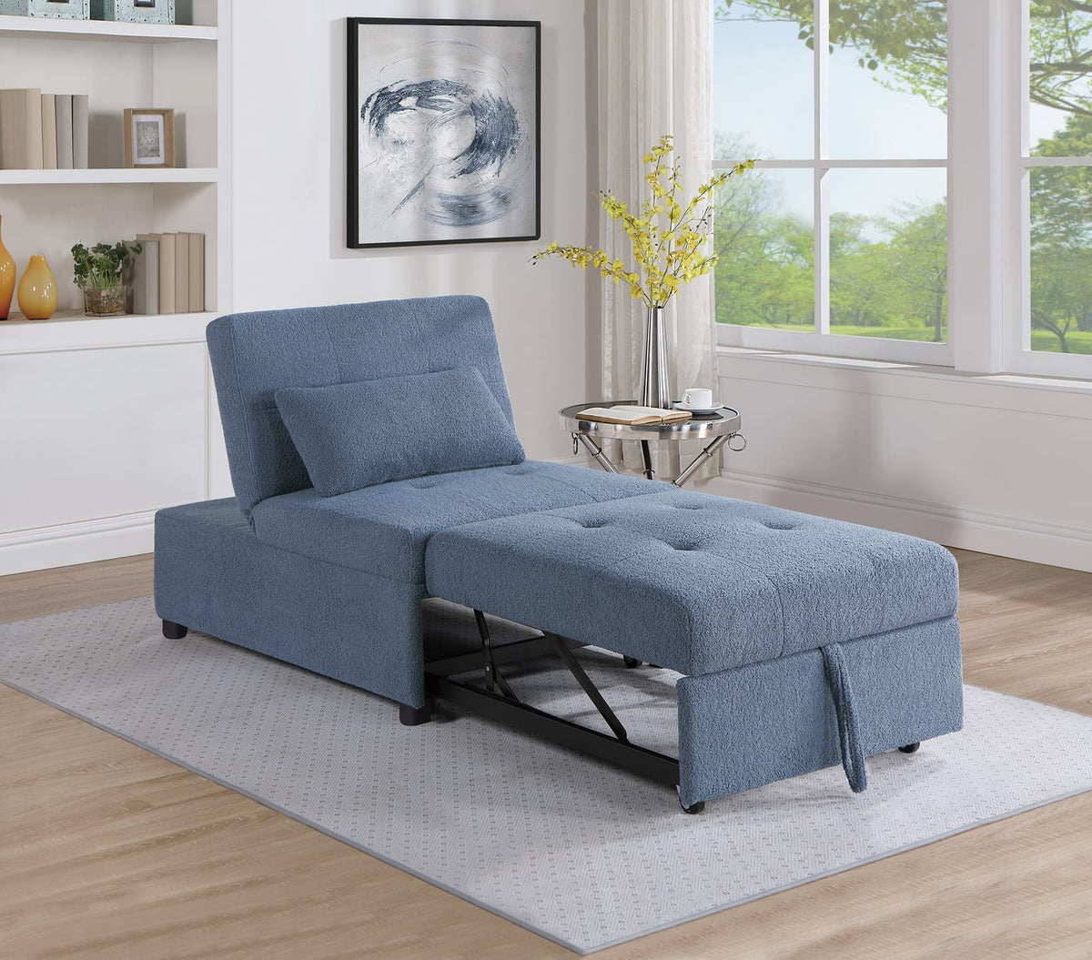 Blue Grey Sleeper Sofa Chair - 1 Seat Convertible for Living Room