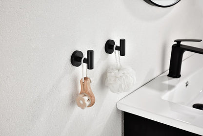 Stainless Steel Bathroom Towel Hooks - Matte Black, 2-Pack