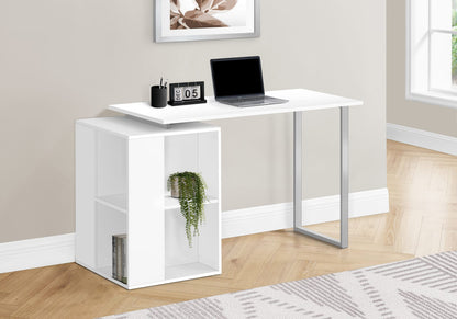 White Computer Desk with Storage Shelves - 55" L Workstation for Home Office