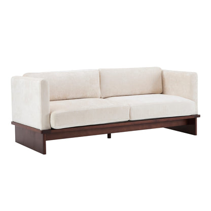 77 in. Square Arm Modern 3 Seater Boucle Sofa - Beige Fabric