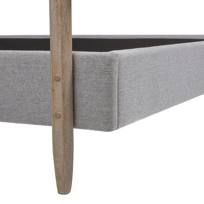 Queen Gray Upholstered Platform Bed - Wood Frame