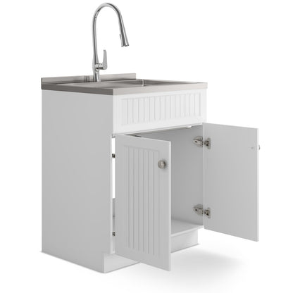 Beckham 28" Laundry Cabinet - White with Sink & Faucet