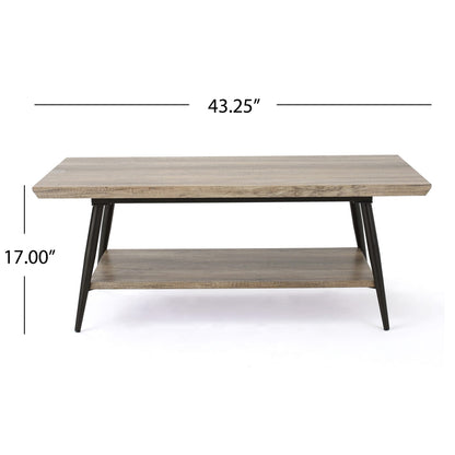 Grey MDF Mid-Century Coffee Table with Hidden Storage for Living Room
