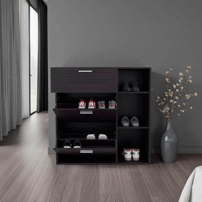 Black Shoe Cabinet with 2 Doors - Storage for Bedroom for Living Room