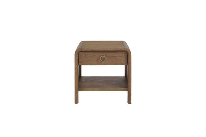 Light Brown Waterfall End Table with Storage Drawer for Modern Style for Living Room