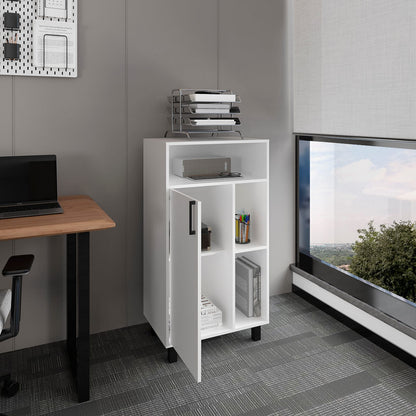 White 1 Door Storage Cabinet - 3 Shelves, Office Storage for Living Room