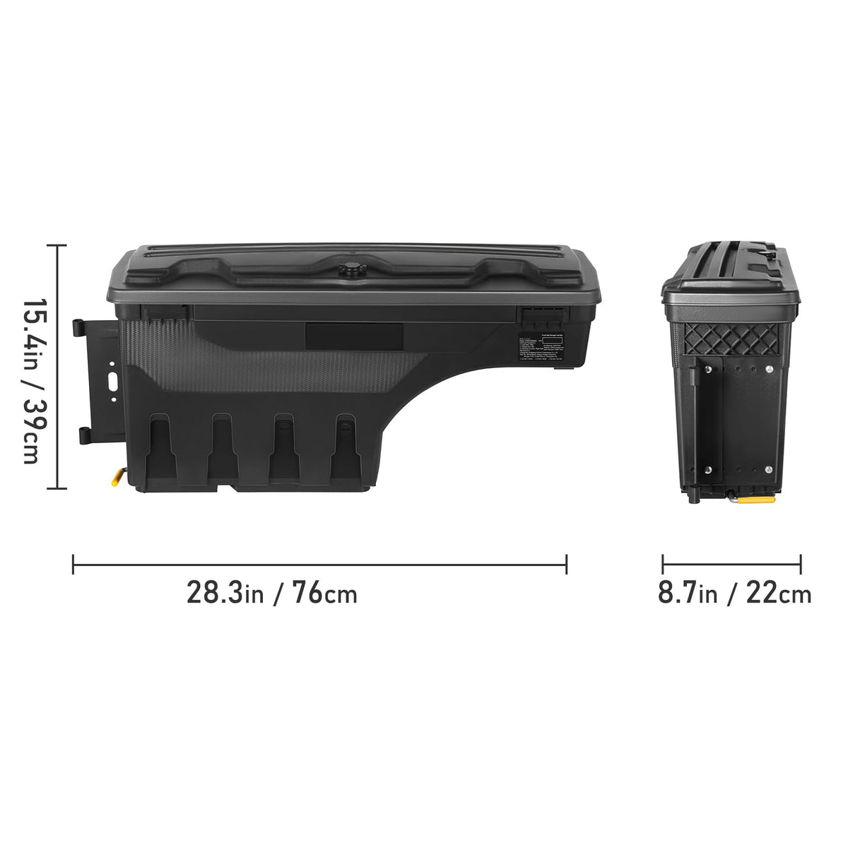 Lockable Truck Bed Toolbox - 6.6 Gallon ABS Storage Box