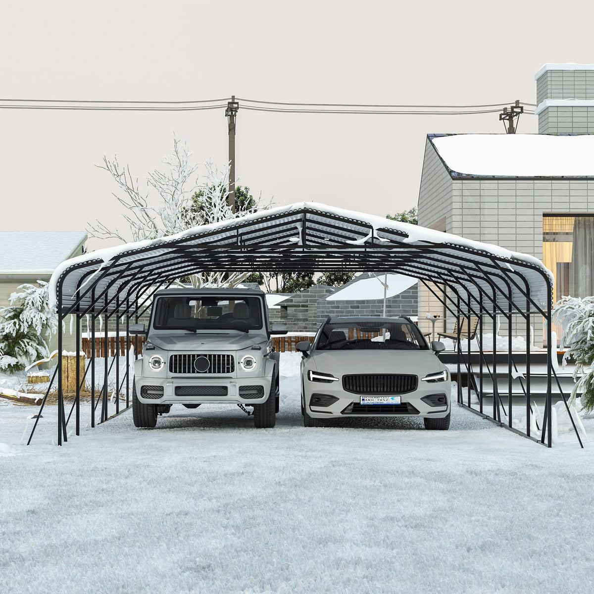 20x30 Steel Carport - Outdoor Shade for Vehicles