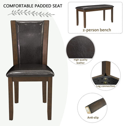Dark Walnut Dining Table Set - Seats 6