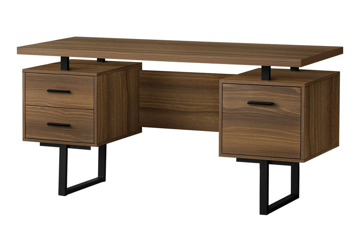 Walnut Computer Desk - 60" Home Office Storage Desk
