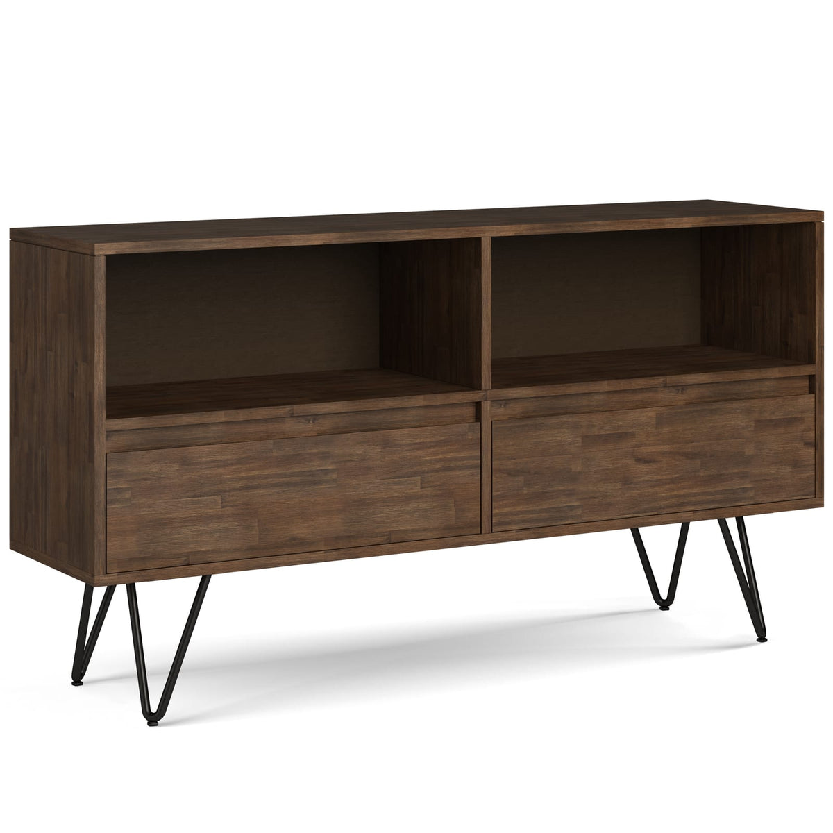 Chase Low Bookcase - Dark Brown Wood Display Shelves for Living Room