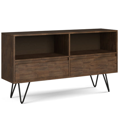 Chase Low Bookcase - Dark Brown Wood Display Shelves for Living Room