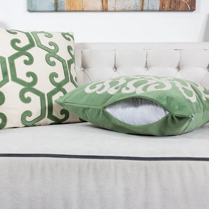 20x20 Green Polyester Pillow Cover Set